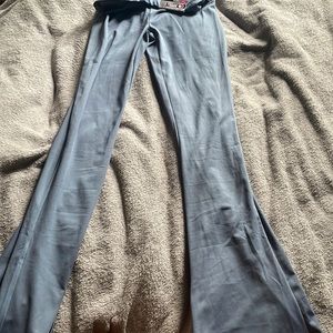 High waisted space grey blue grey flare leggings